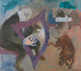Harfenistin im Greenfish Café, 2011